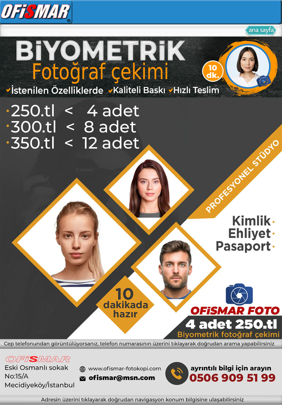 Mecidiyeköy'de biyometrik fotoğraf çekimi